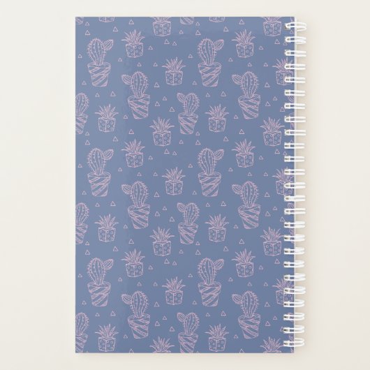 Roze en Paarse Cartoon Cactus Patroon Planner (Achterkant)