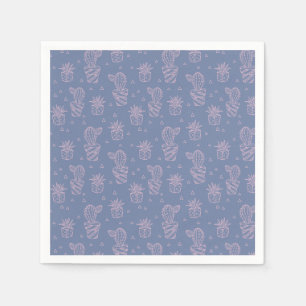 Roze en Paarse Cartoon Cactus Patroon Servetten