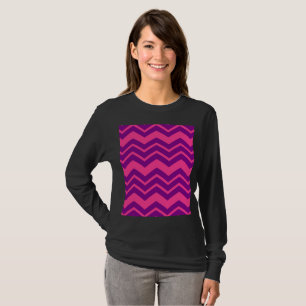 Roze en paarse Chevron-patroonontwerp T-shirt