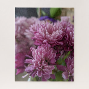 Roze en paarse chrysanthemumbloemen Foto Legpuzzel