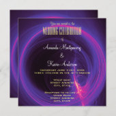 Roze en Paarse Circulaire Abstracte bruiloft Kaart (Voorkant / Achterkant)