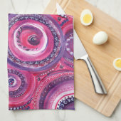 Roze en Paarse cirkels en oude kunstwerken Theedoek (Quarter Fold)