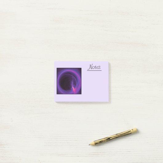Roze en Paarse cirkelvormig abstract ontwerp Post-it® Notes (Op bureau)
