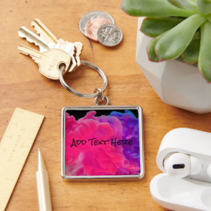 Roze en Paarse digitale rook Sleutelhanger
