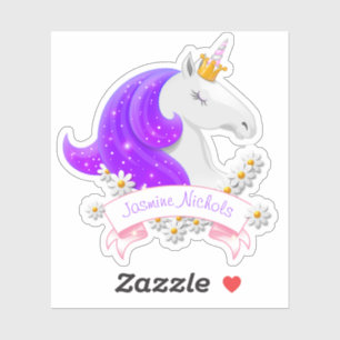  Roze en Paarse Eenhoorn Prinses Sparkles Sticker