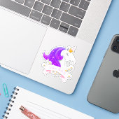  Roze en Paarse Eenhoorn Prinses Sparkles Sticker (Laptop met iPhone)