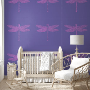 Roze en Paarse Fantasy Dragonfly Behang