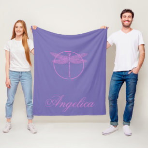 Roze en Paarse Fantasy Dragonfly Fleece Deken