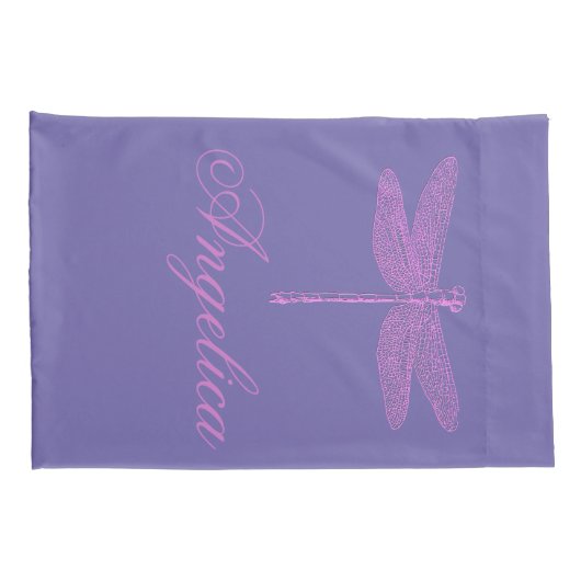 Roze en Paarse Fantasy Dragonfly Personaliseren Kussensloop (Achterkant-Rechts)