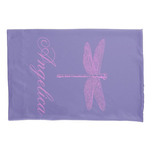Roze en Paarse Fantasy Dragonfly Personaliseren Kussensloop (Voorkant-Links)