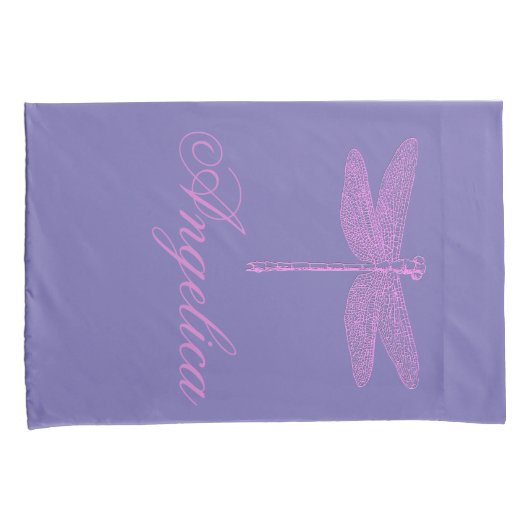 Roze en Paarse Fantasy Dragonfly Personaliseren Kussensloop (Voorkant-Rechts)