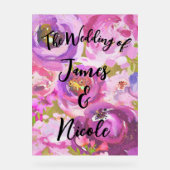 Roze en paarse fel bloem bruiloft bord (Voorkant)