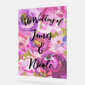 Roze en paarse fel bloem bruiloft bord (Hoek)