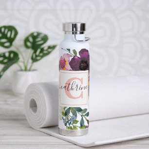 Roze en paarse floraal gepersonaliseerd waterfles