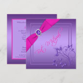 Roze en Paarse Floral Bat Mitzvah Uitnodiging (Voorkant / Achterkant)