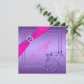 Roze en Paarse Floral Bat Mitzvah Uitnodiging (Staand voorkant)