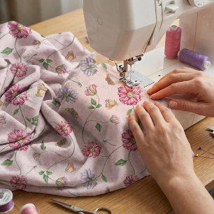 Roze en Paarse Floral Stof