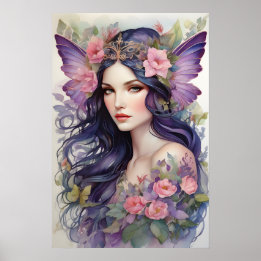 Roze en Paarse Flower Fairy Poster