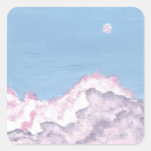Roze en Paarse Fluffy Wolken Stickers