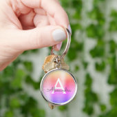 Roze en Paarse fonogram roestvrij staal Sleutelhanger (Hand)