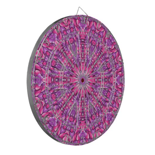 Roze en Paarse  Fractal Kaleidoscoop Dartbord (Voorkant Links)