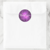 Roze en Paarse fractal met cirkels Dank u Ronde Sticker (Tas)