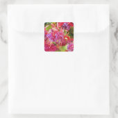 Roze en paarse fuschibloemen vierkante sticker (Tas)