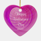 Roze en Paarse geRibbed Heart Keepomwille Keramisch Ornament (Achterkant)