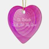 Roze en Paarse geRibbed Heart Keepomwille Keramisch Ornament (Links)