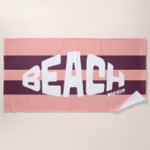Roze en paarse gestreepte badhanddoek 'Beach Pleas (Voorkant)