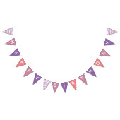 Roze en Paarse gestripte Happy Birthday Banner Fla (Alle)