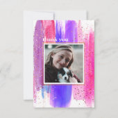 Roze en Paarse Glitter Afstuderen Hartelijk dank Kaart (Voorkant)