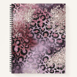 Roze en Paarse Glitter Leopard Print Notitieboek