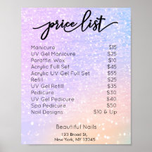 Roze en Paarse Glitter Nail Salon Prijslijst