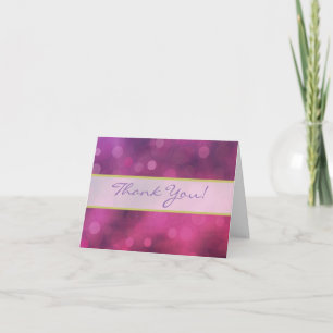 Roze en Paarse Glitterende Lichtjes Huwelijk Bedan Bedankkaart