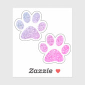Roze en Paarse glitterschilderingen sticker (Vel)