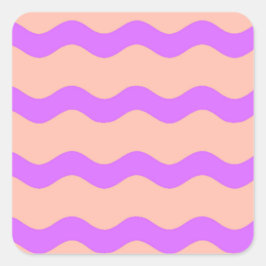 Roze en paarse golven vierkante sticker
