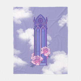 Roze en paarse gotische pastel raam met pioenrozen fleece deken