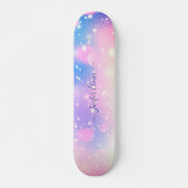 Roze en Paarse gradiënt aangepaste naam skateboard (Voorkant)