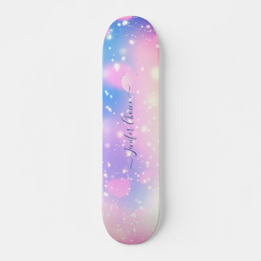 Roze en Paarse gradiënt aangepaste naam skateboard (Voorkant)