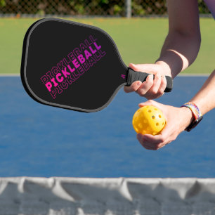 Roze en Paarse Gradient Pickleball op zwart Paddle