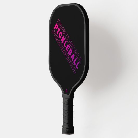 Roze en Paarse Gradient Pickleball op zwart Pickleball Paddle (Links)