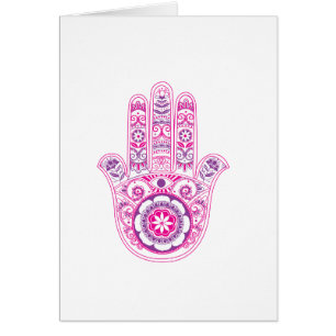 Roze en Paarse Hamsa Chamsah Blank Wenskaart