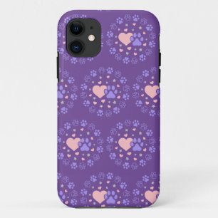 Roze en paarse huisdierliefhebbers harten en sterr iPhone 11 hoesje
