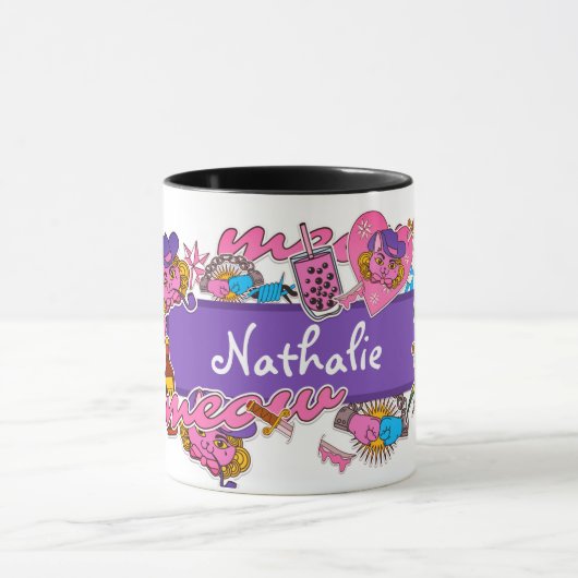 Roze en paarse leuke bar sticker op mok (Midden)