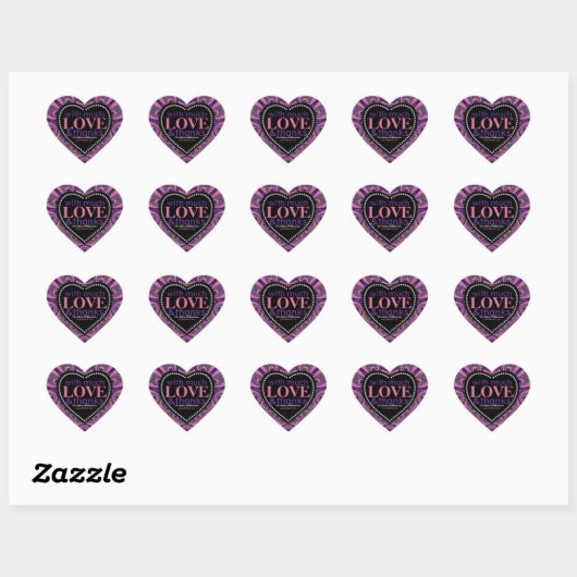 Roze en Paarse liefde en Bedankt Hartvorm Hart Sticker (Vel)