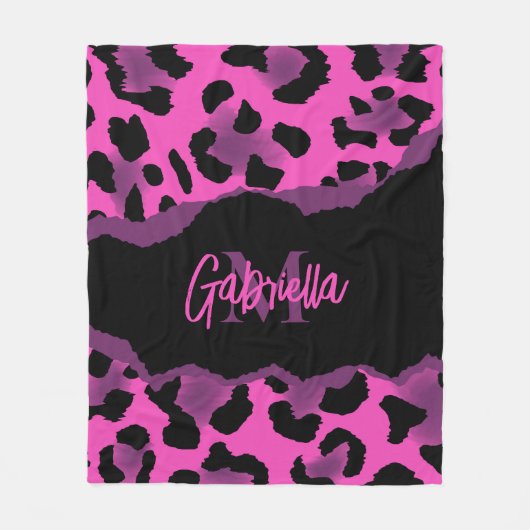 Roze en Paarse luipaard afdrukken Fleece Deken (Voorkant)