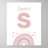 Roze en paarse malle regenboog. Kinderen monogram  Poster (Voorkant)