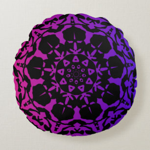 roze en paarse Mandala bloem Rond Kussen
