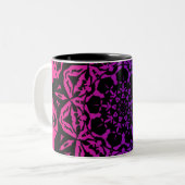 roze en paarse Mandala bloem Tweekleurige Koffiemok (Voorkant links)